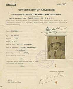תעודת אזרחות זמנית של דה האן משנת 1922